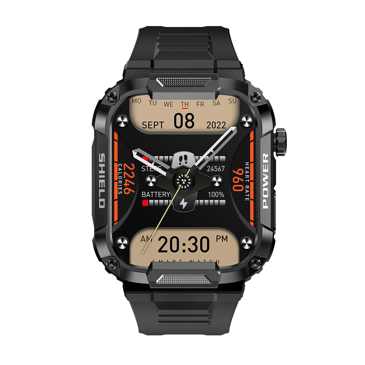 Montre intelligente tactique noire