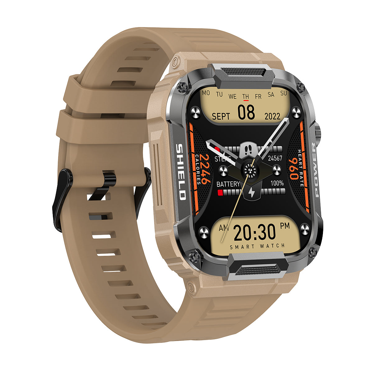 Montre connectée tactique marron clair