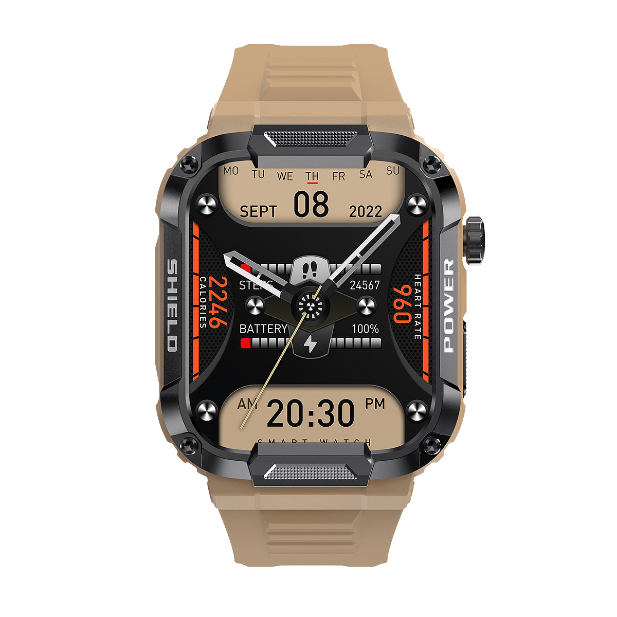 Montre connectée tactique marron clair