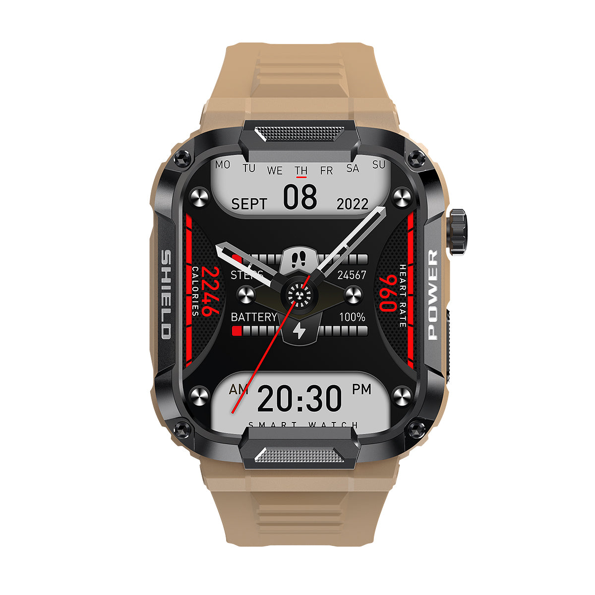 Montre connectée tactique marron clair