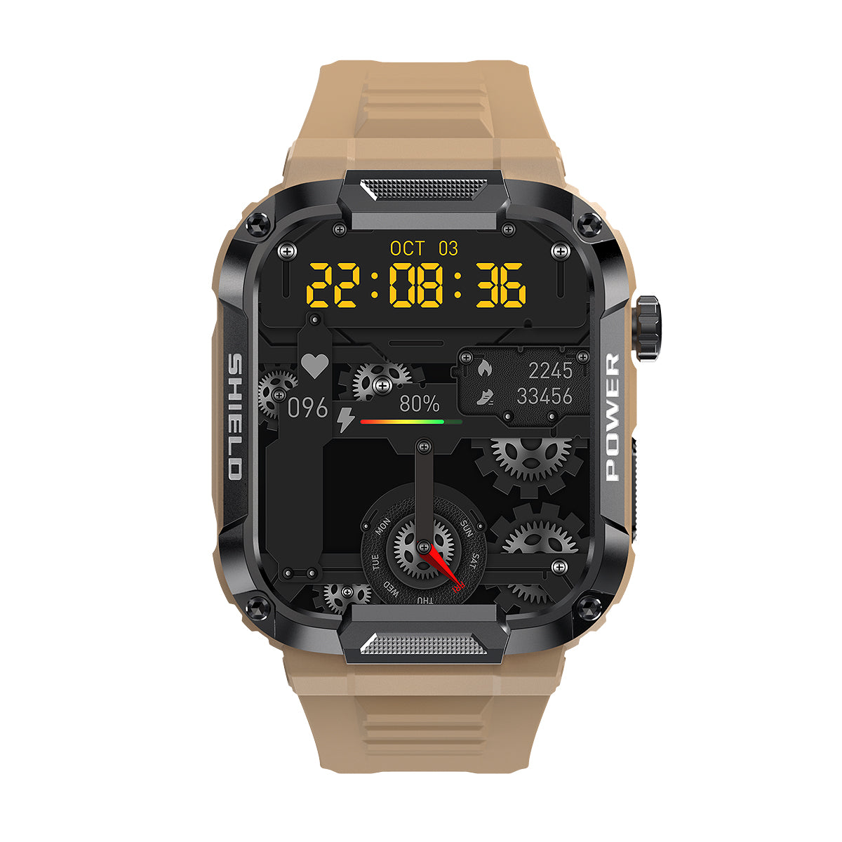 Montre connectée tactique marron clair