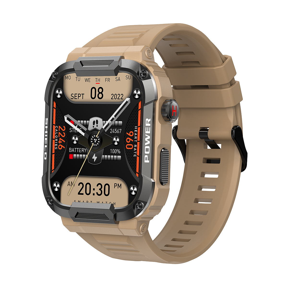 Montre connectée tactique marron clair