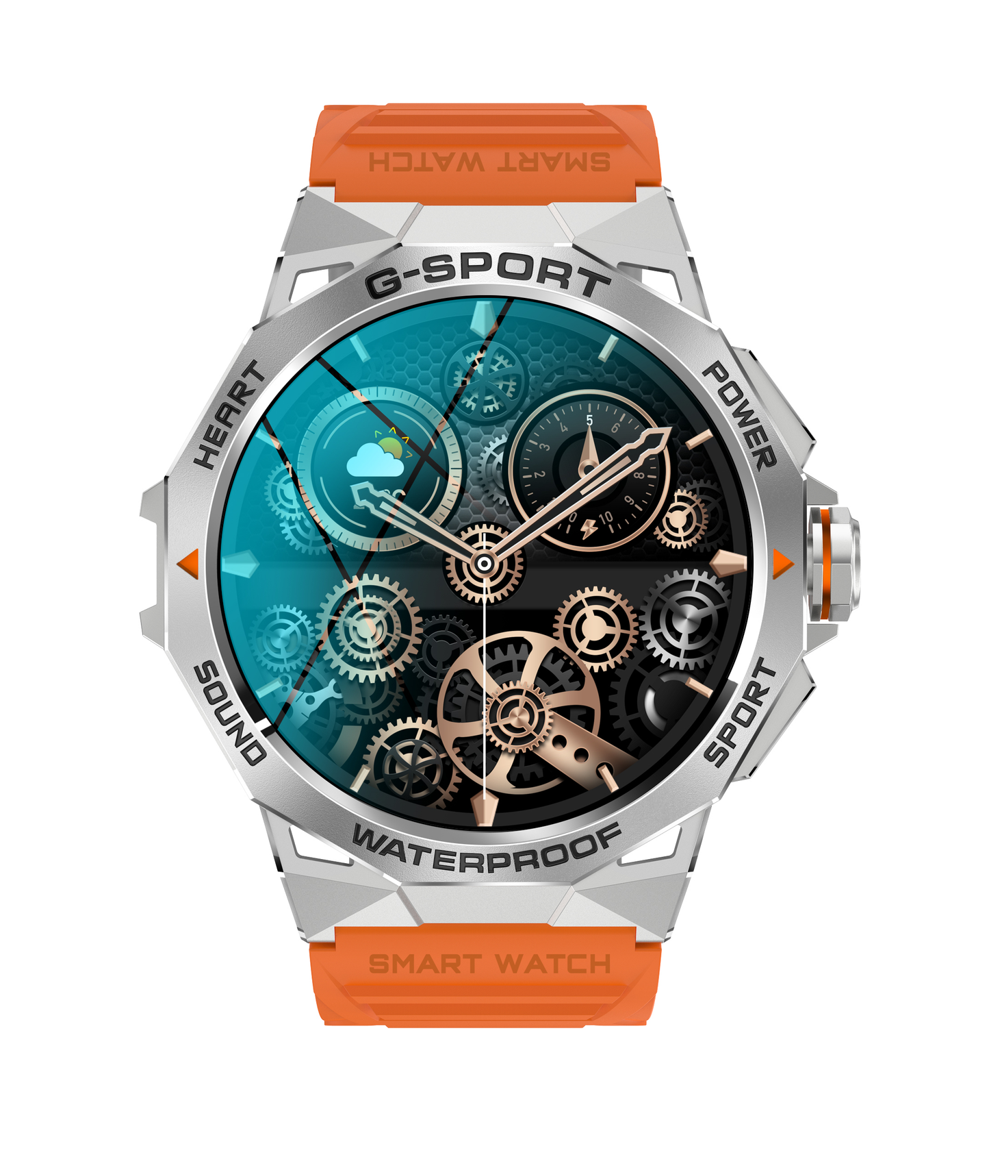 Montre Sport + Classique argent + orange - NOUVEAU ! Offre un bracelet supplémentaire + un protecteur d'écran